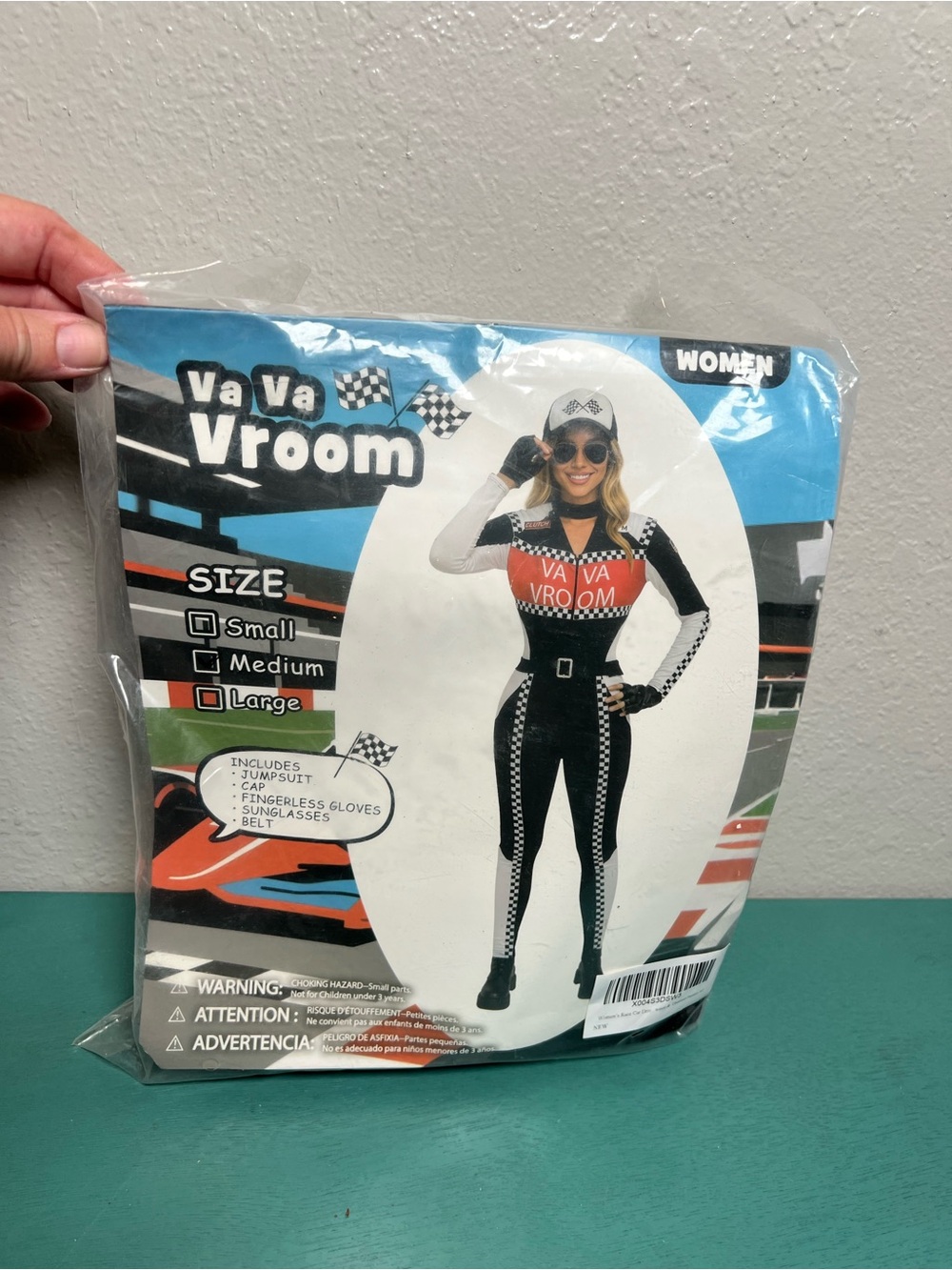 Va Va Voom Black, White & Red Racing-Style Jumpsuit - Picture 5 of 6